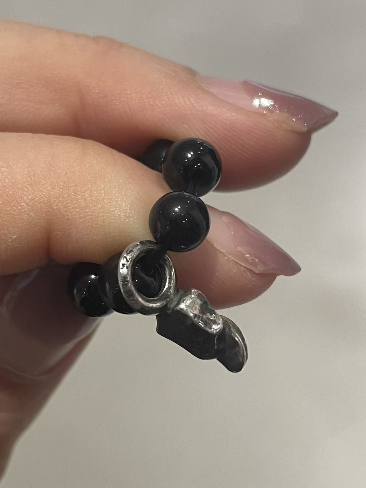Chrome Hearts Chrome Hearts 6mm Obsidian Silver Tongue Beaded Bracelet Size ONE SIZE - 7 Thumbnail