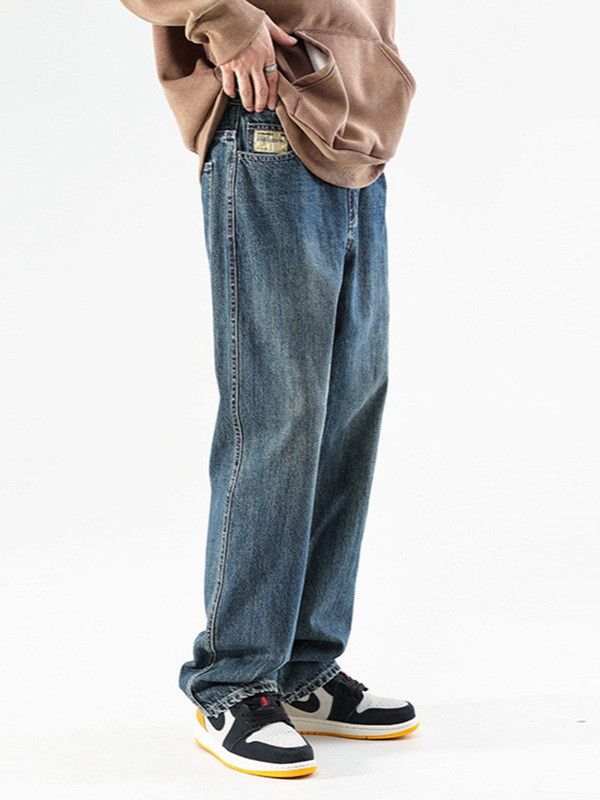 Japanese Brand Men's street loose wide-leg straight versatile jeans Size US 32 / EU 48 - 3 Thumbnail