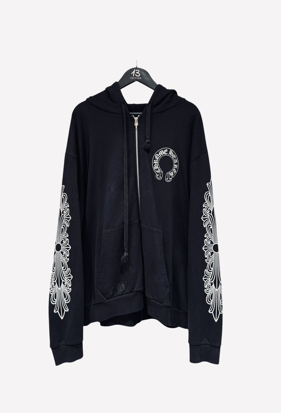 ★送料込！【Chrome Hearts】Horseshoe Floral Zip-Up Hoodie Chrome Hearts Horseshoe Floral Cross Sleeve Zip Up Hoodie
