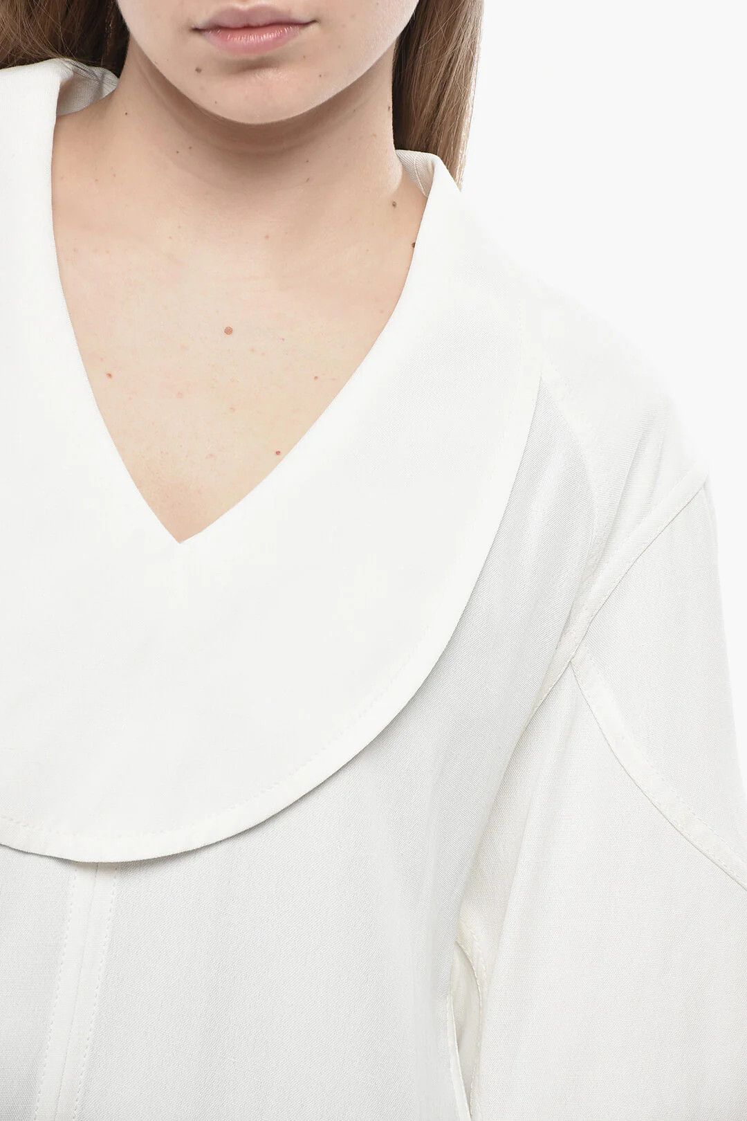 Bottega Veneta og1mm0426 Linen-Blend Asymmetric Blouse in White Size S / US 4 / IT 40 - 3 Thumbnail