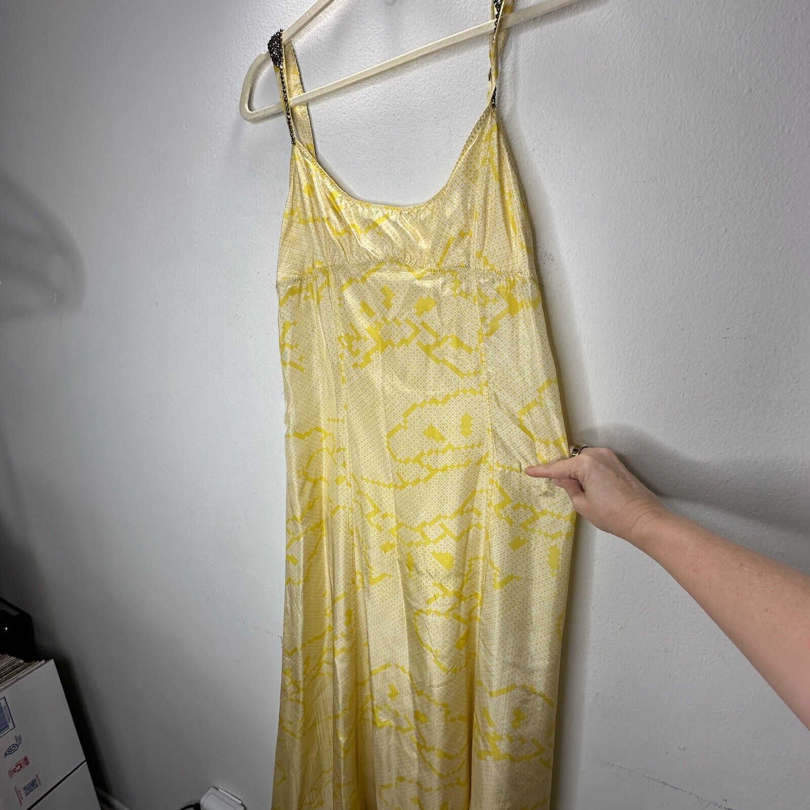 YAYA YA-YA Silk Yellow Snake Print Amber Beaded Strap Slip Maxi S Size S / US 4 / IT 40 - 14 Thumbnail