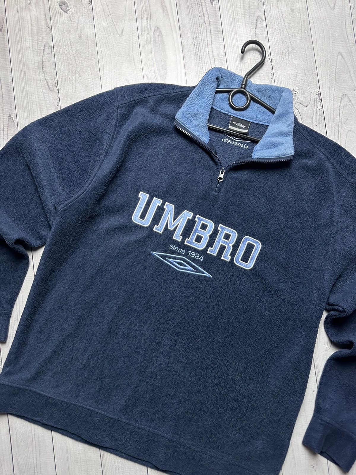 Umbro × Vintage Vintage Umbro navy fleece jacket big logo size L Size US L / EU 52-54 / 3 - 2 Thumbnail