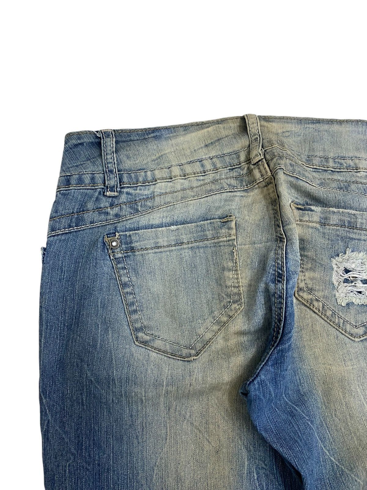 If Six Was Nine × Japanese Brand × Le Grande Bleu (L.G.B.) Flare Bongo Denim Japan Mud Washed Distress Emblishh Clawn Size US 31 - 16 Thumbnail