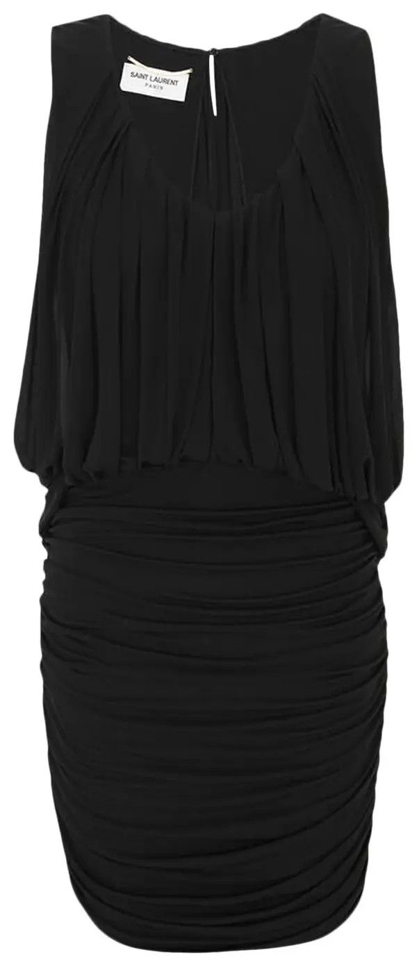 Saint Laurent Paris o1s1wg110925 731056 Draped Dress in Jersey in Black Size M / US 6-8 / IT 42-44 - 2 Thumbnail