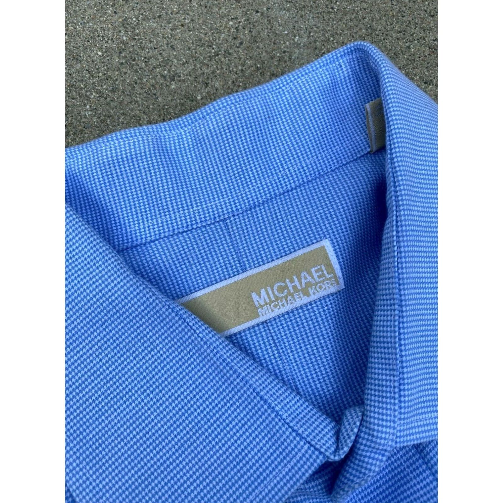 Michael Kors MICHAEL KORS Men’s Designer Crisp Button Down Long Sleeve Dress Shirt Blue 17-34/35 Dress Shirt Mens Size 46R - 3 Thumbnail