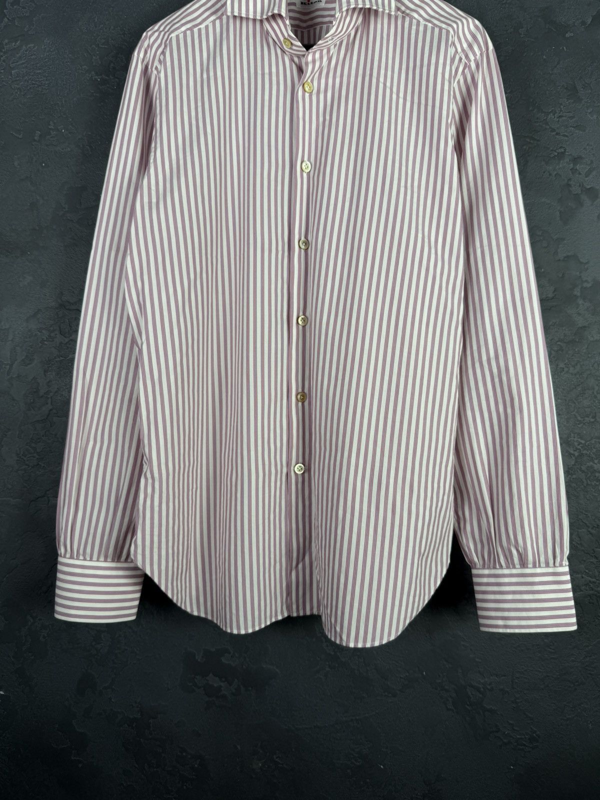 Kiton Kiton Men's Pink Stripe Cotton Long-Sleeve Button Shirt Size US L / EU 52-54 / 3 - 6 Thumbnail