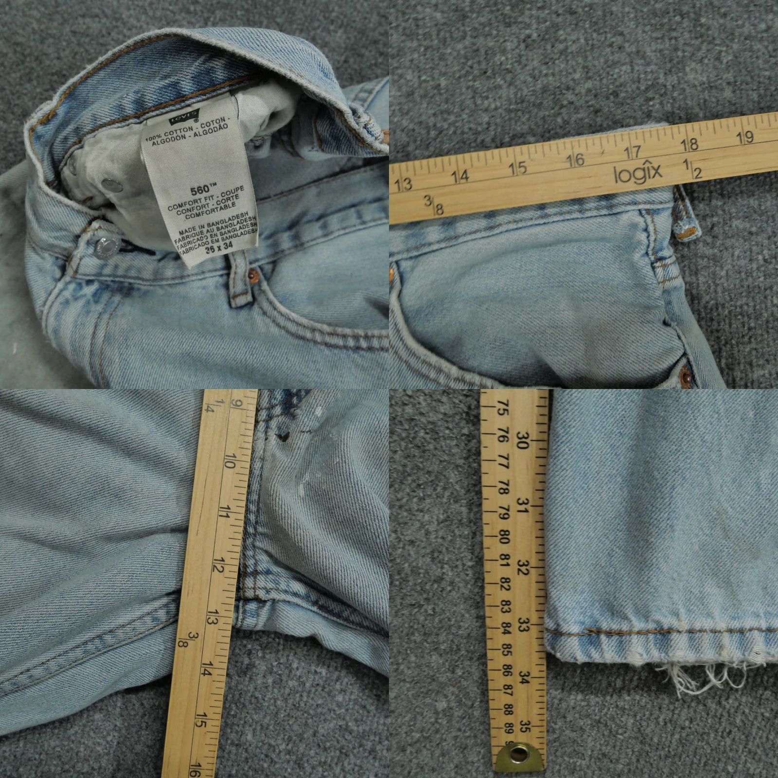 Levi's VINTAGE Levi's 560 Jeans Mens 36x34 Blue Distressed Grunge Tapered Baggy 90s Men Jeans Size US 36 / EU 52 - 8 Thumbnail