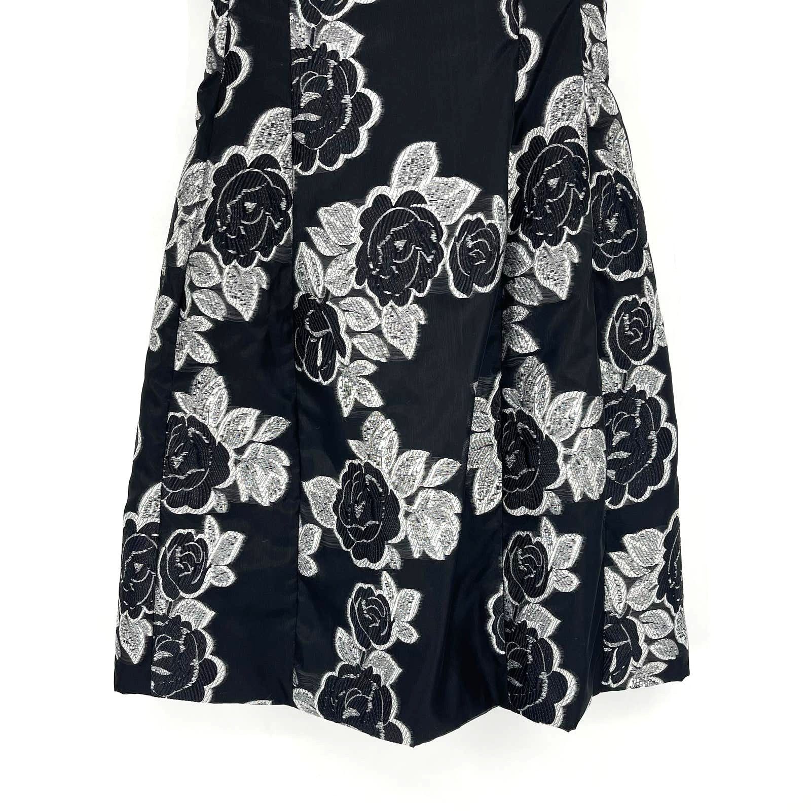 Prabal Gurung Prabal Gurung Collective Black Floral Jacquard Flare Dress 0 Size XS / US 0-2 / IT 36-38 - 4 Thumbnail