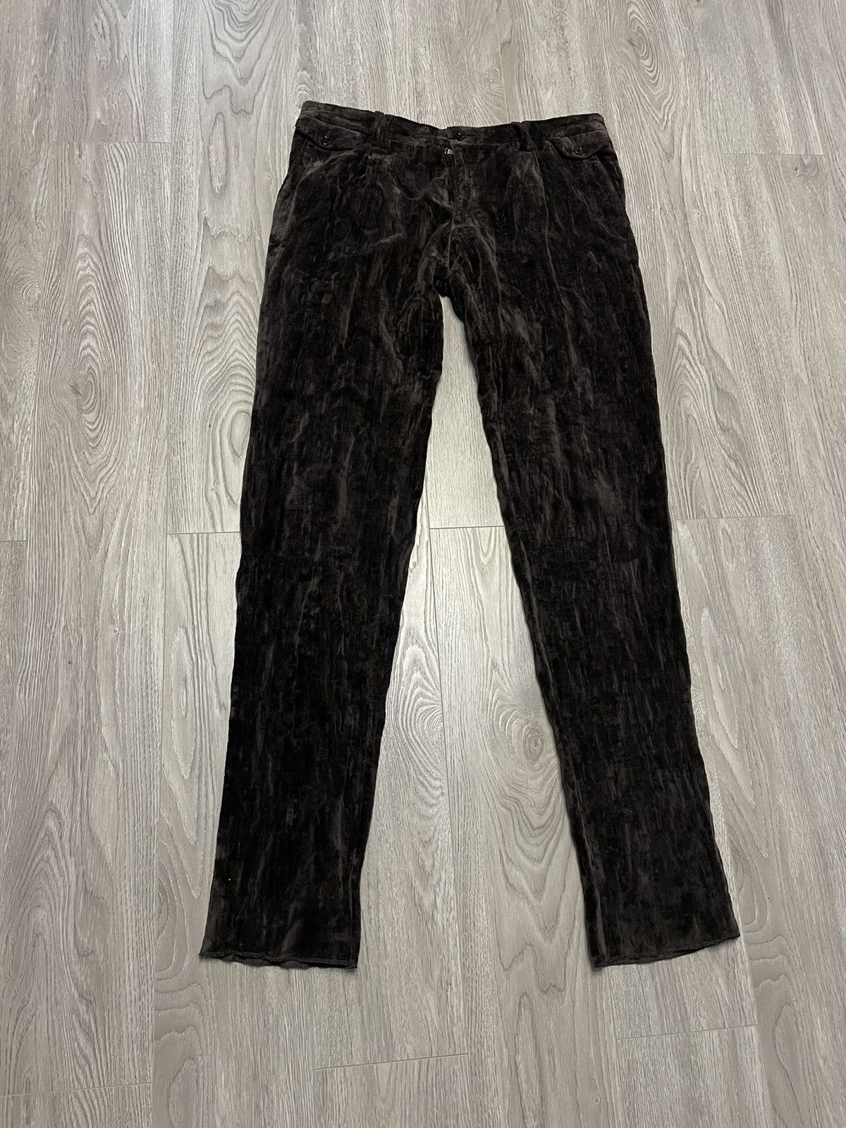 Image of Dolce Gabbana Vintage Dolce & Gabbana Brown Velour Pants Y2K, Men's (Size 34)