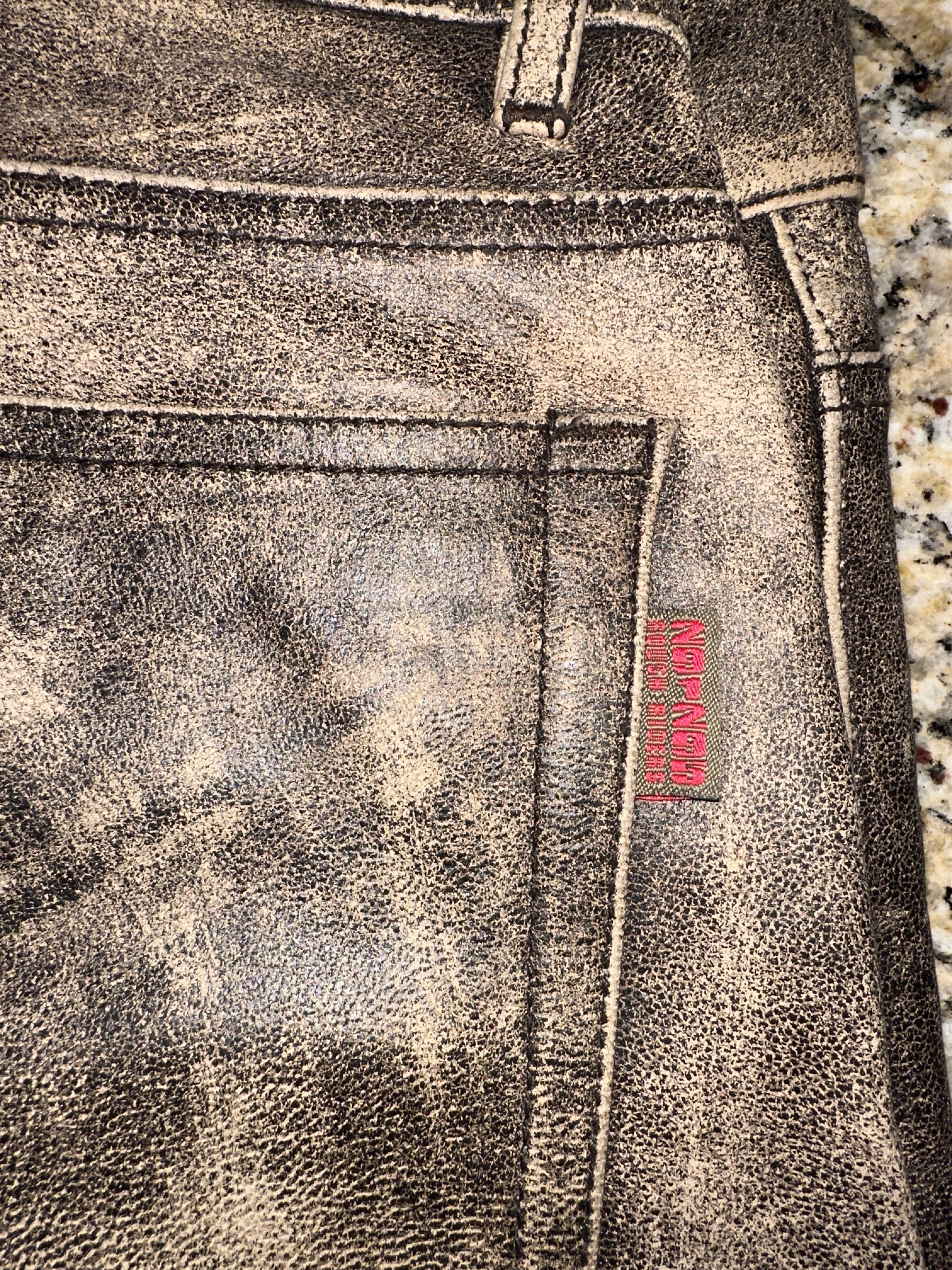 291295=Homme 291295 = Homme Faded Leather Jeans Size US 30 / EU 46 - 5 Thumbnail
