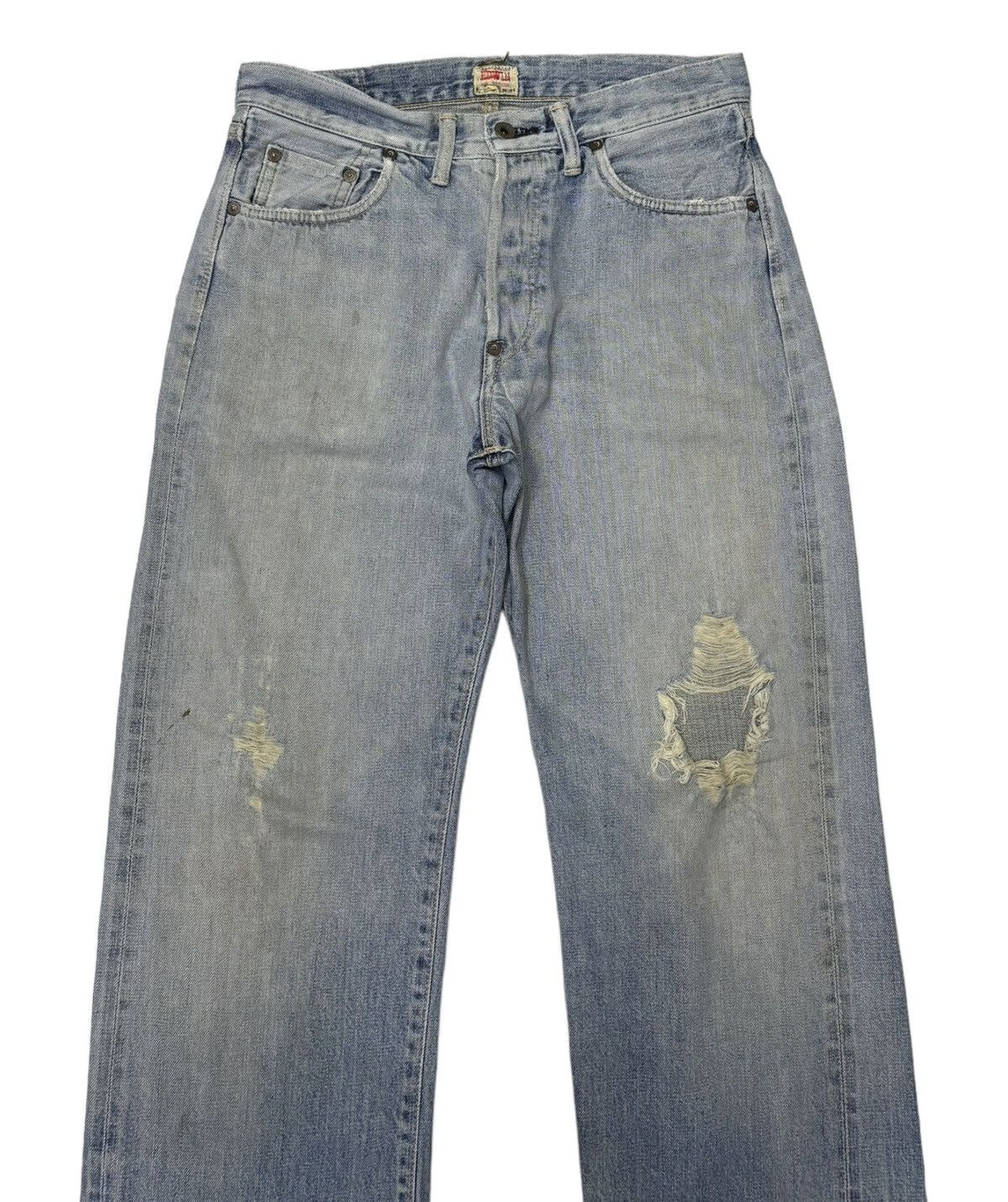 Kapital VINTAGE EDWIN 505 SXR SELVEDGE BLUE WASH DISTRESS DENIM JEAN Size US 30 / EU 46 - 5 Thumbnail