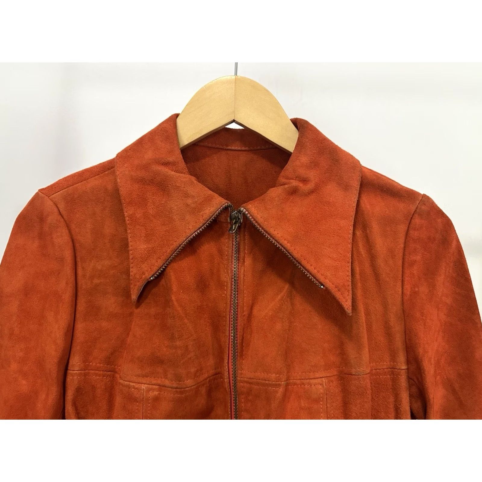 Vintage VTG 60s Burnt Orange Suede Leather Women's Cropped Jacket Size M Orange Basic Jacket Womens Size M / US 6-8 / IT 42-44 - 3 Thumbnail