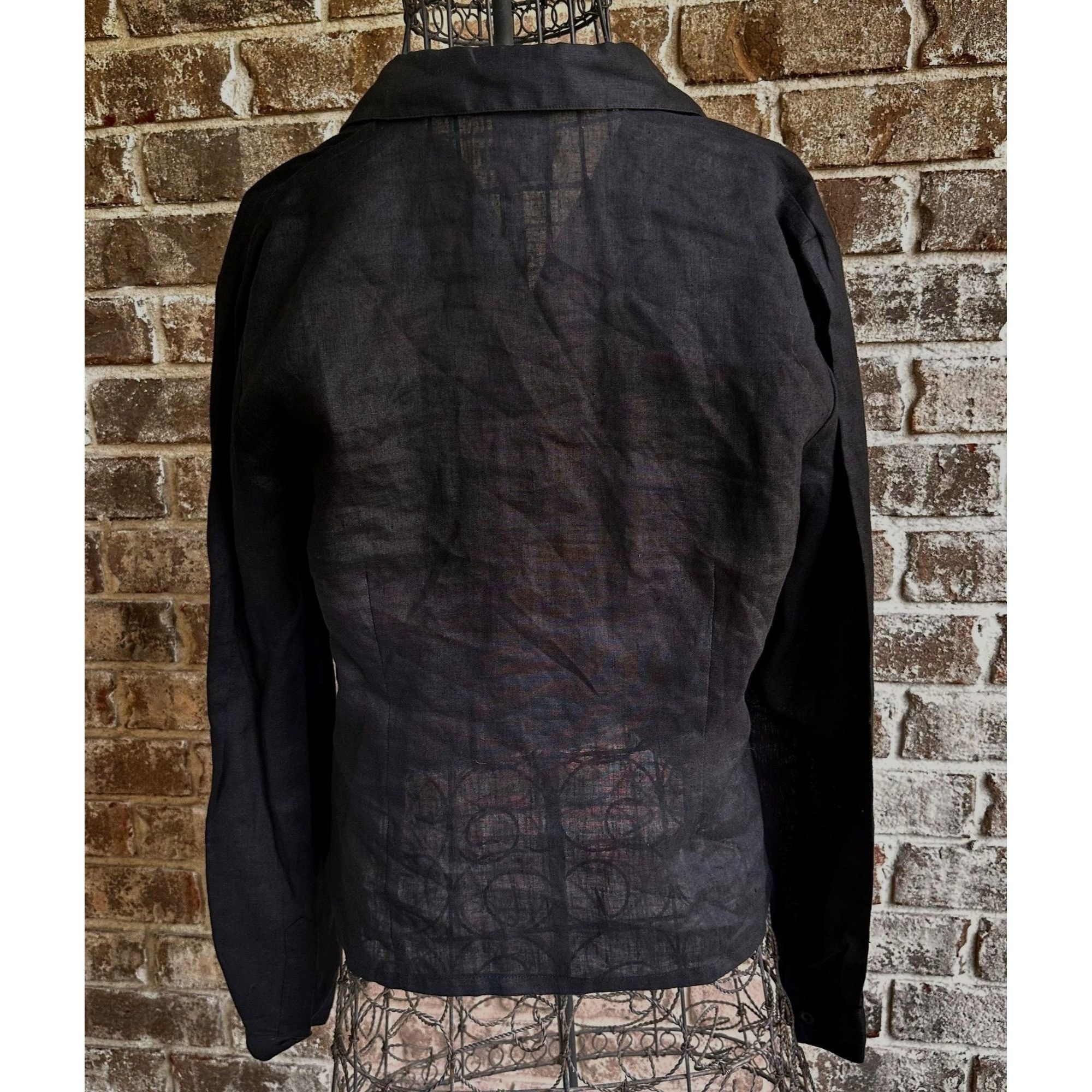 Designer × Vintage ViTG J Song Collection Blouse Size 8 Black Linen Semi Sheer Size M / US 6-8 / IT 42-44 - 6 Thumbnail