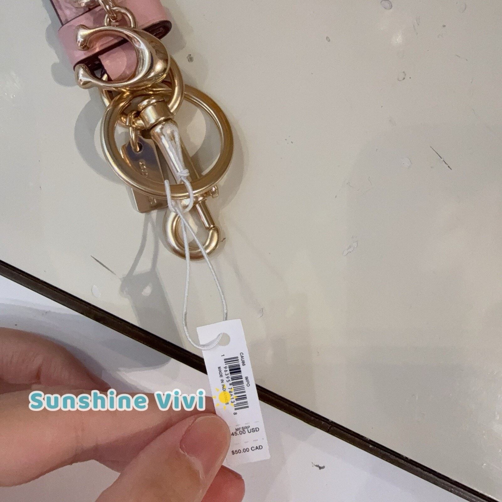 Coach NWT COACH CAU86 Trigger Snap Bag Charm Powder Pink Key Chain Size ONE SIZE - 3 Thumbnail