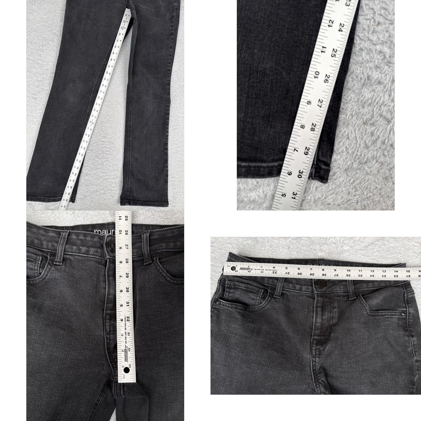 Vintage Maurices Jeans Womens 8 Gray Mid Rise Bootcut 28x31 Charcoal Wash Denim Stretch Size 30" / US 8 / IT 44 - 8 Thumbnail