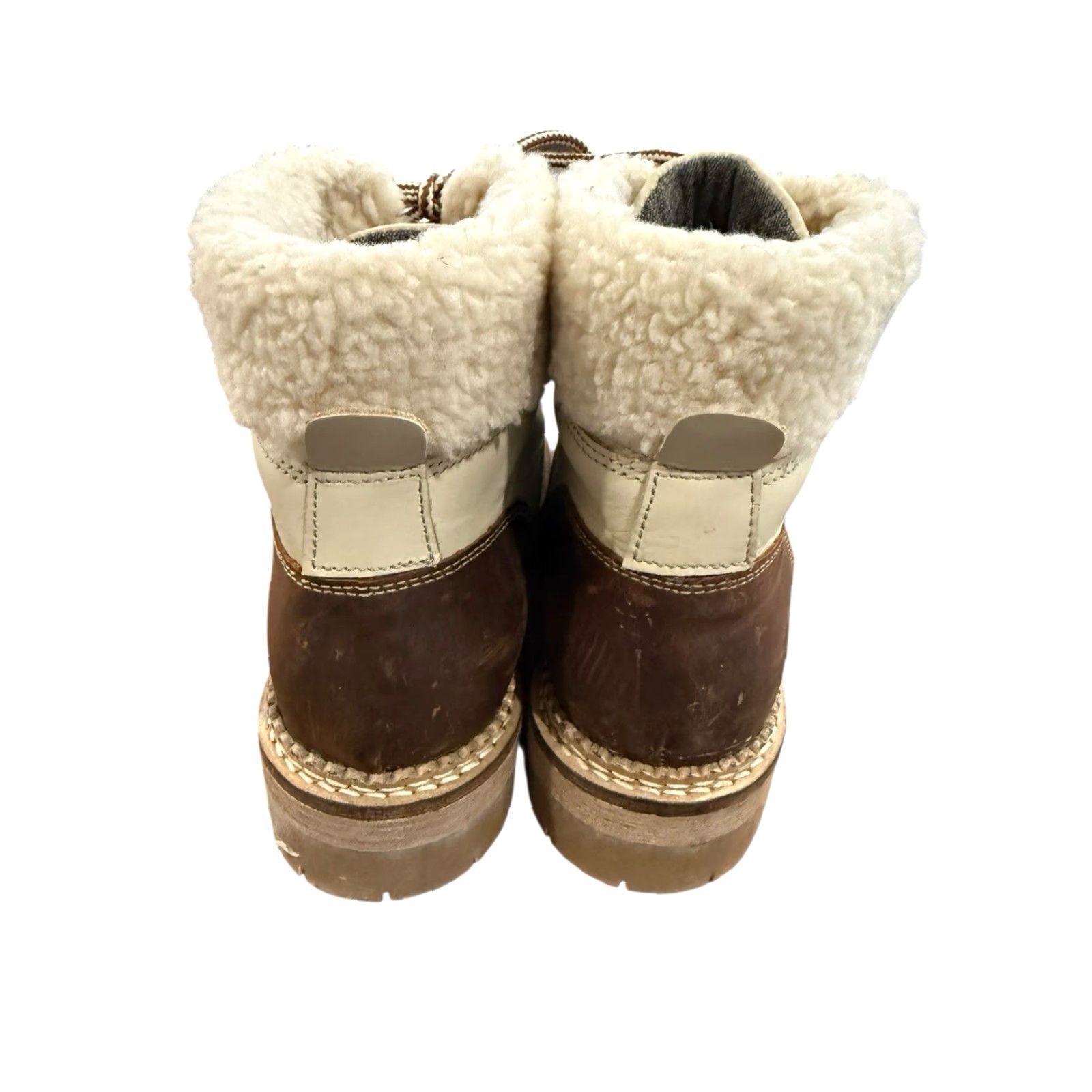 Vintage Alpine Design Beige Faux Shearling Holly Leather Hiking Boots Size 9.5 Women Size US 10 / IT 40 - 3 Thumbnail