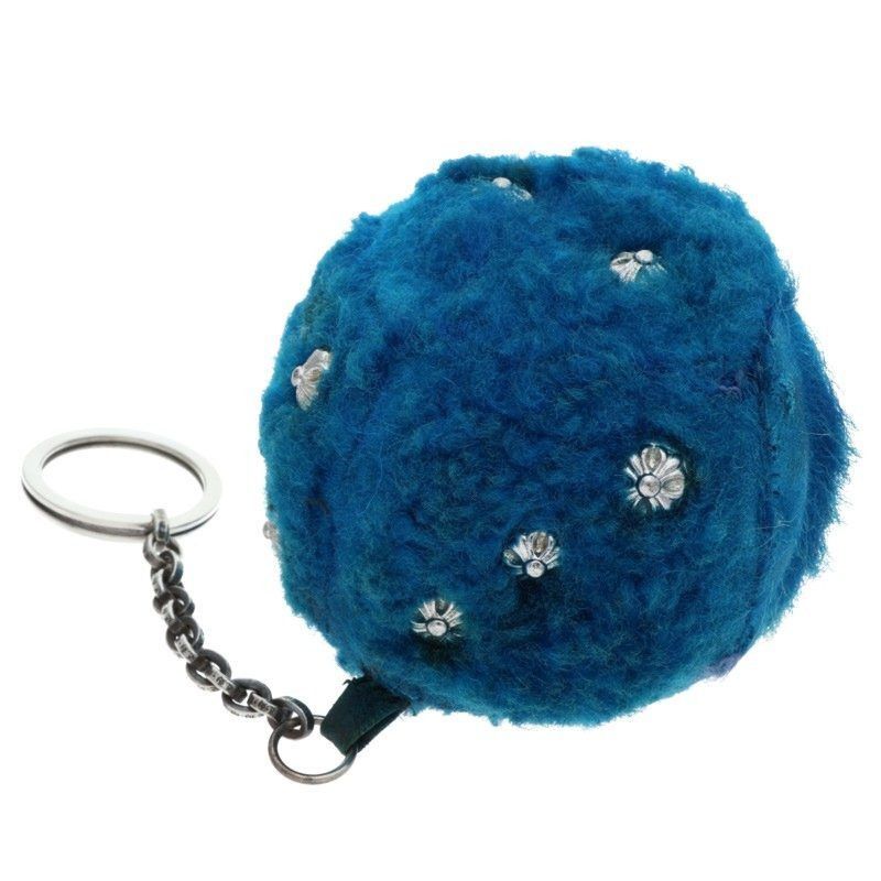 Chrome Hearts Fuzzy Dice Key Ring Cross Button