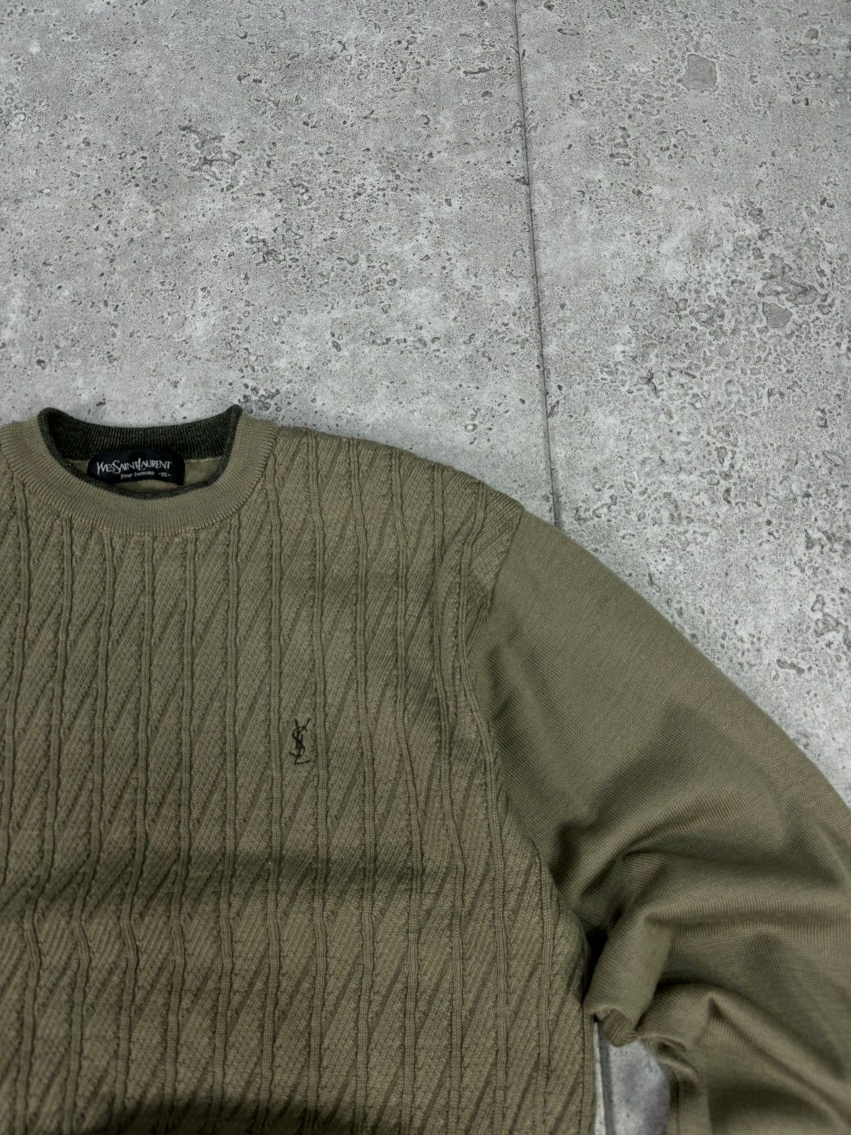 Designer × Yves Saint Laurent 90s RARE Yves Saint Laurent YSL Sweater Knitwear Khaki Size US L / EU 52-54 / 3 - 4 Thumbnail