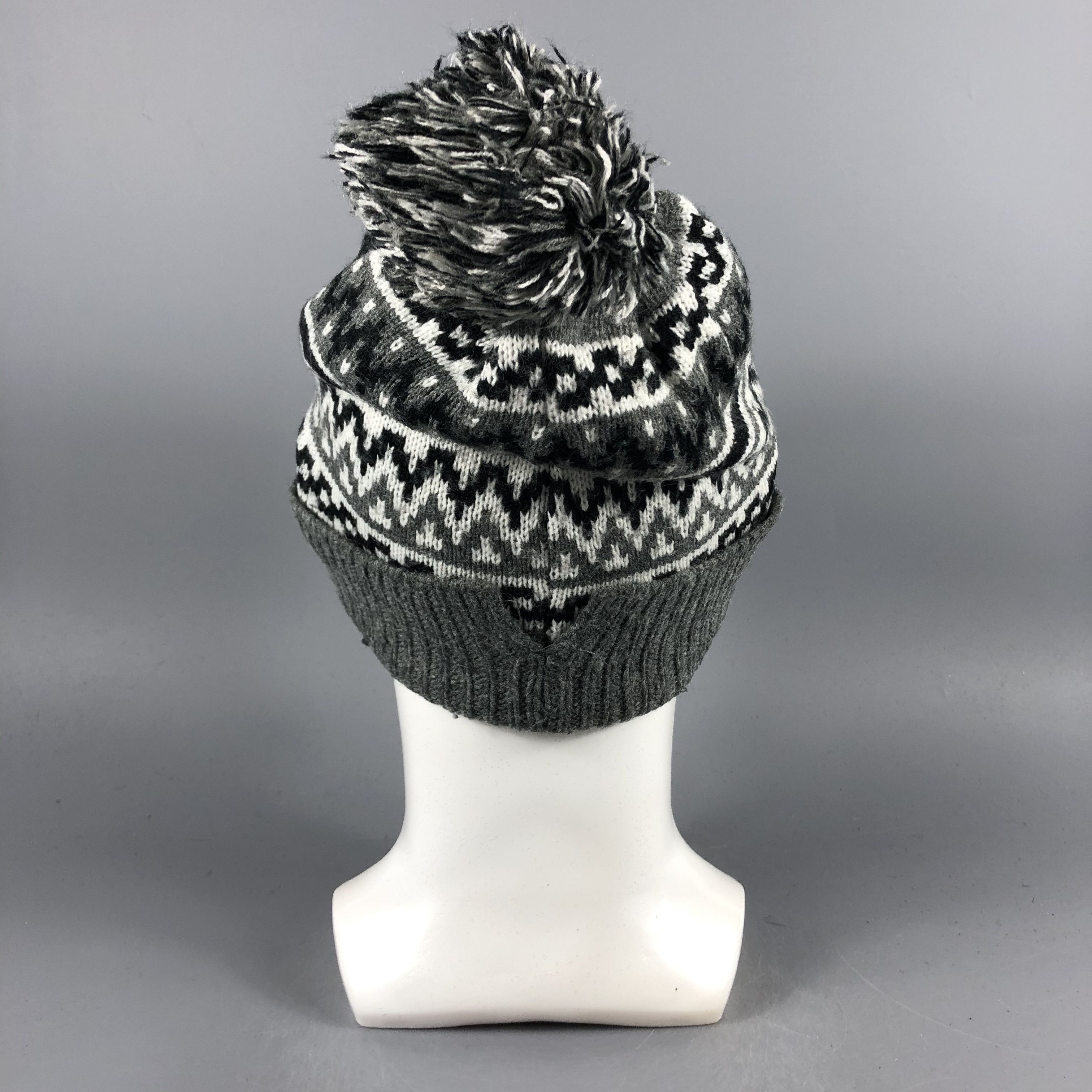 Vintage Fair Isle PomPom Beanie Snow Hat Snow Cap -D1196 Size ONE SIZE - 3 Thumbnail