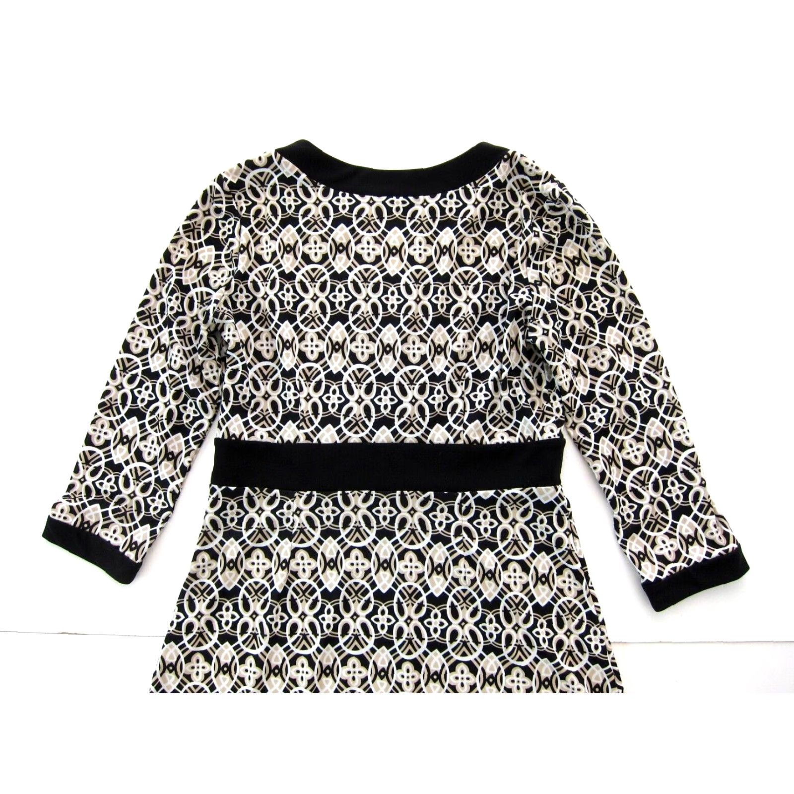 Vintage Sigrid Olsen Dress Geometric 3/4 Sleeve V-Neck Sheath Sigs Brand Black Brown White Woman Adult S Midi Floral Bohemian Clothing Women's Size S / US 4 / IT 40 - 5 Thumbnail