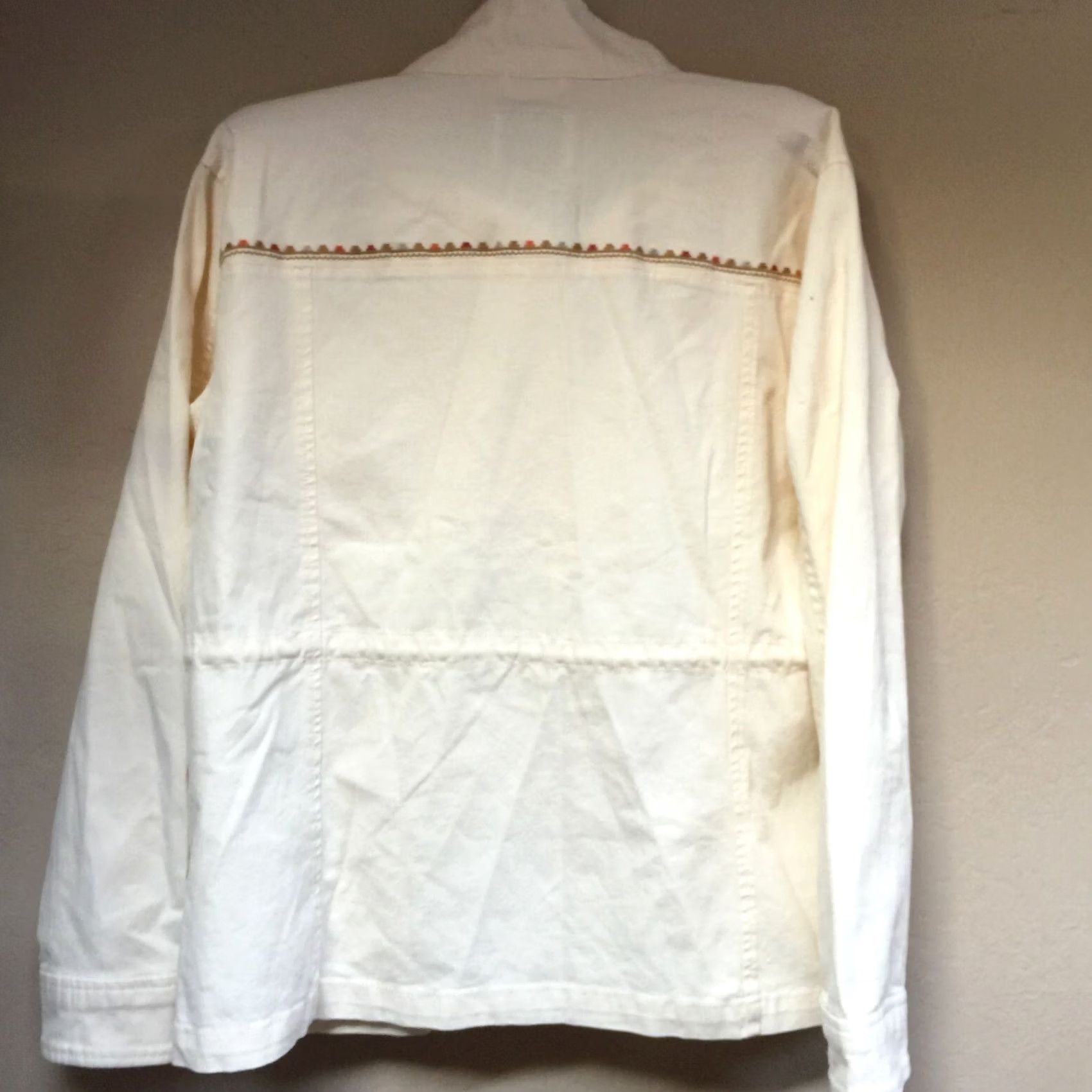Old Navy Old Navy Women's Zip Up Lightweight Jacket Ivory Medium Pockets Cotton Blend Stand-Up Collar Casual Lightweight Jacket Size M / US 6-8 / IT 42-44 - 2 Thumbnail