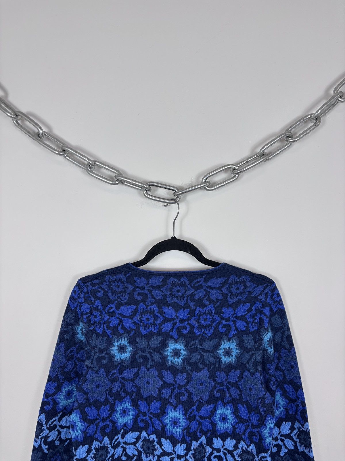 Other Oleana Women’s Floral Blue Merino Wool Silk Cardigan Sweater Size S / US 4 / IT 40 - 10 Thumbnail