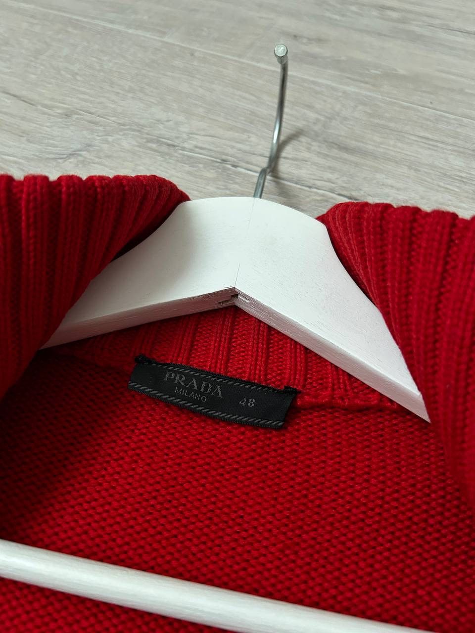 Prada Legendary Prada Milano Quilted Wool Knit Zip Red Jacket Size US M / EU 48-50 / 2 - 8 Thumbnail