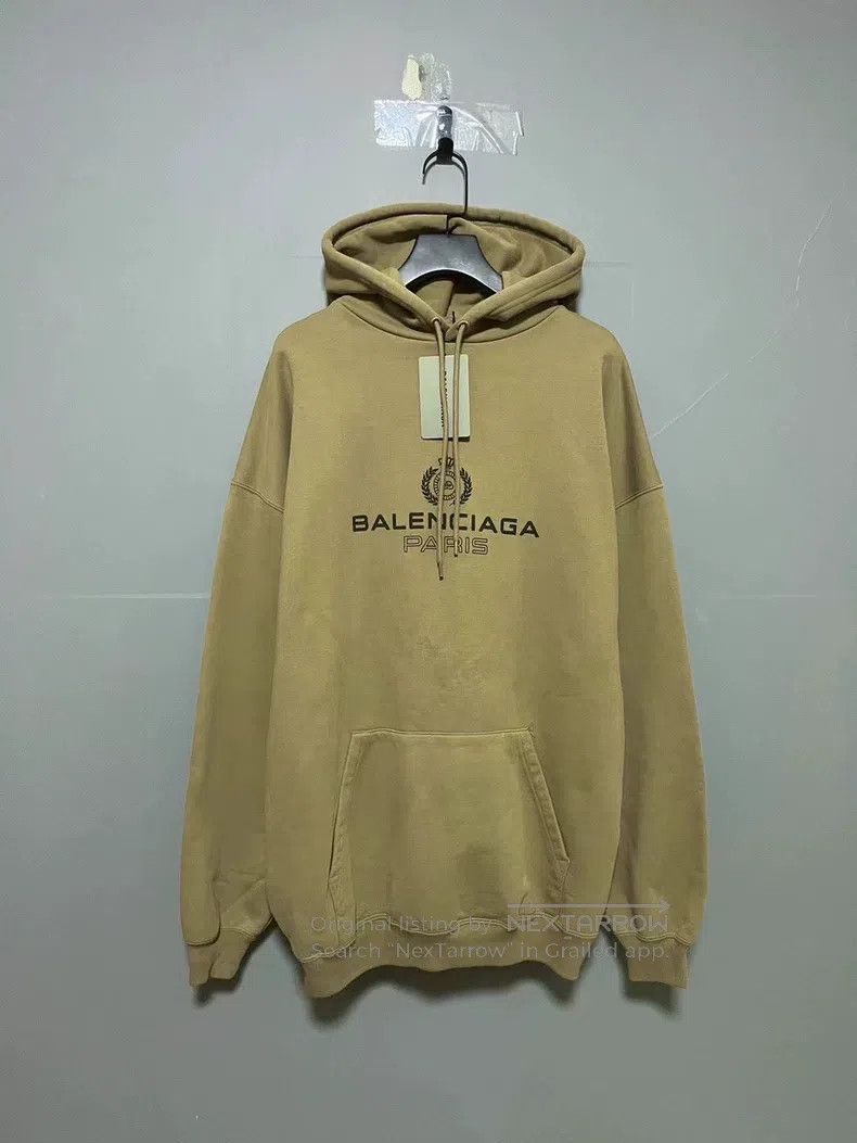 Balenciaga Balenciaga Khaki crown wheat logo hooded sweatshirt Size US S / EU 44-46 / 1 - 1 Thumbnail