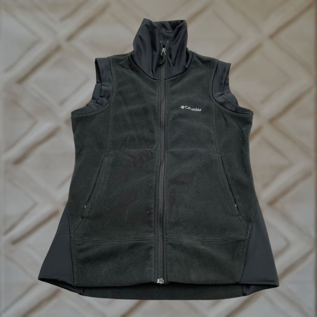 Vintage Columbia Fleece Vest Womens Small Black Full Zip Pockets Outdoor Hike Size S / US 4 / IT 40 - 1 Thumbnail