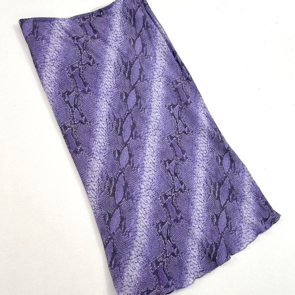 Vintage y2k euro purple diagonal snakeskin print midi skirt Size 24" / US 00 / IT 34 - 5 Thumbnail