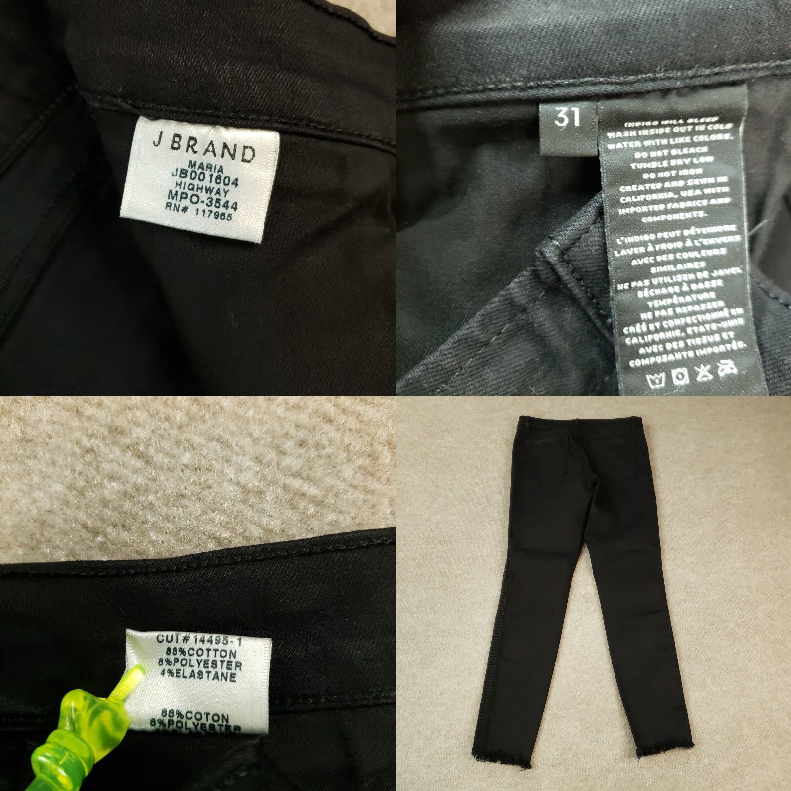 J Brand J Brand Jeans Women 31x30 Black Maria Skinny Fit Denim Jeans Stretch 5-Pocket Classic Solid Womens Jeans Size 24" / US 00 / IT 34 - 8 Thumbnail