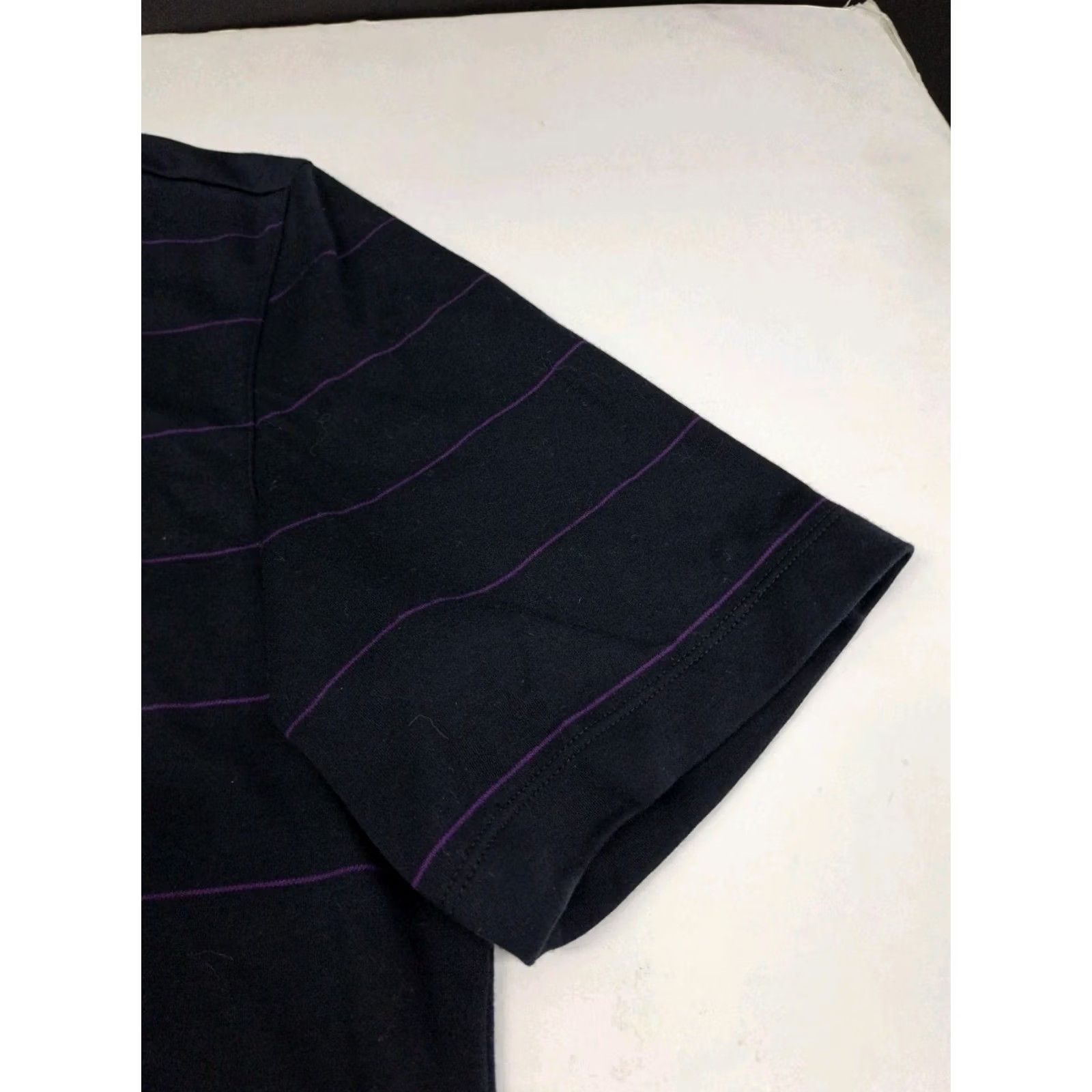 UNTUCKit UNTUCKit Mens Short Sleeve Polo Shirt Black Purple Stripes XL Cotton #6930 Polo Mens Regular Short Sleeve Striped City Classic Logo Pattern Striped Size US XL / EU 56 / 4 - 7 Thumbnail