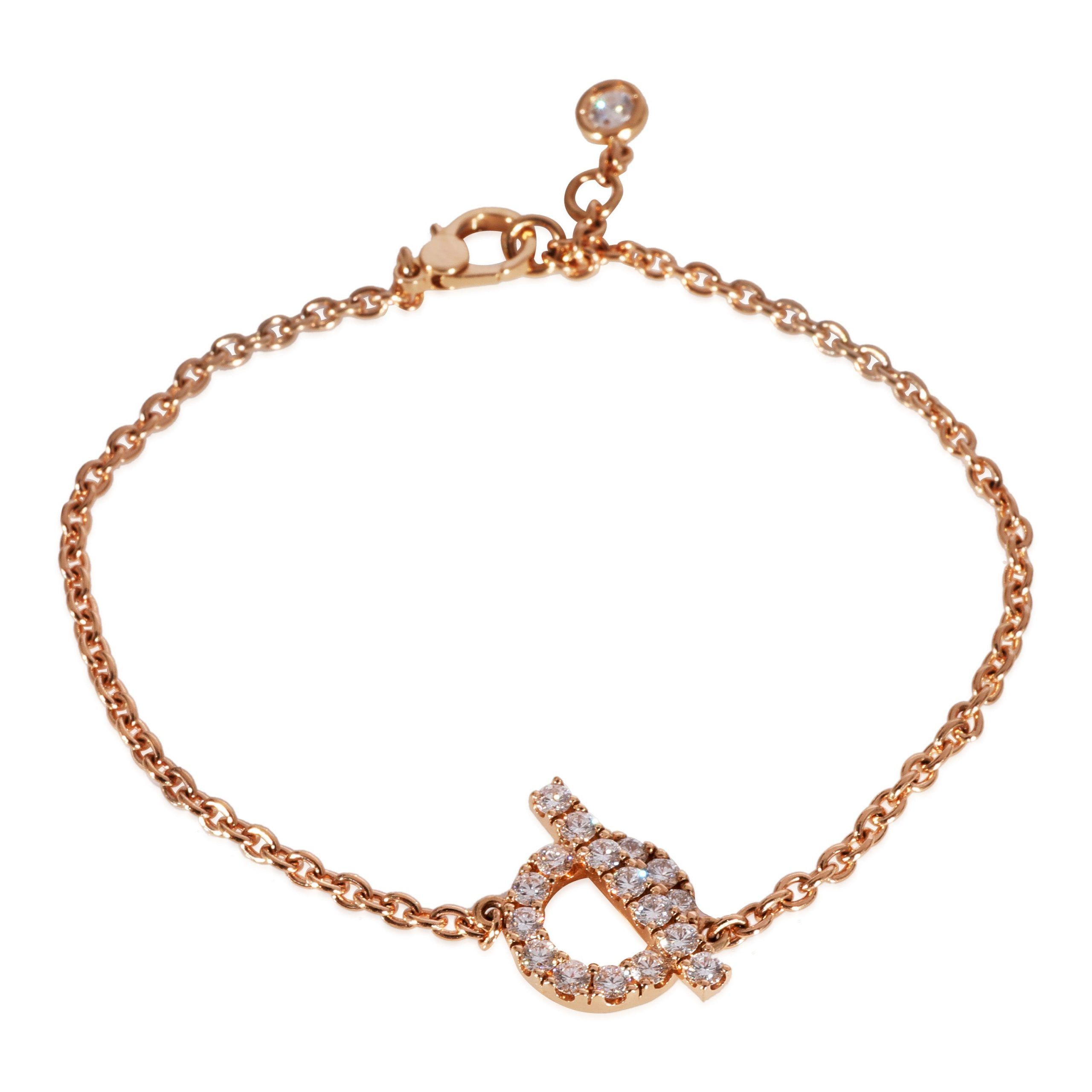 image of Hermes Finesse Diamond Bracelet In 18K Rose Gold 0.55 Ctw, Women's