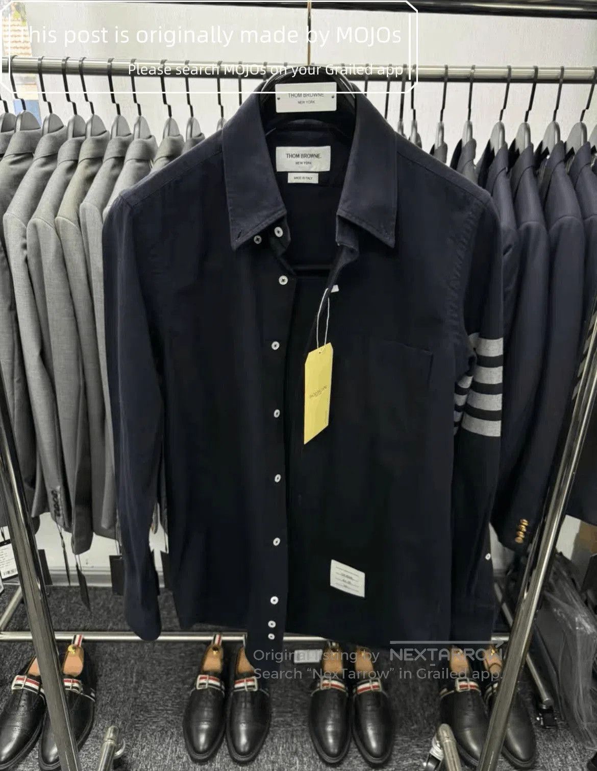 Thom Browne Sz 1 Thom Browne Four Stripe Dark Blue Fannel Shirt. Size US S / EU 44-46 / 1 - 1 Thumbnail