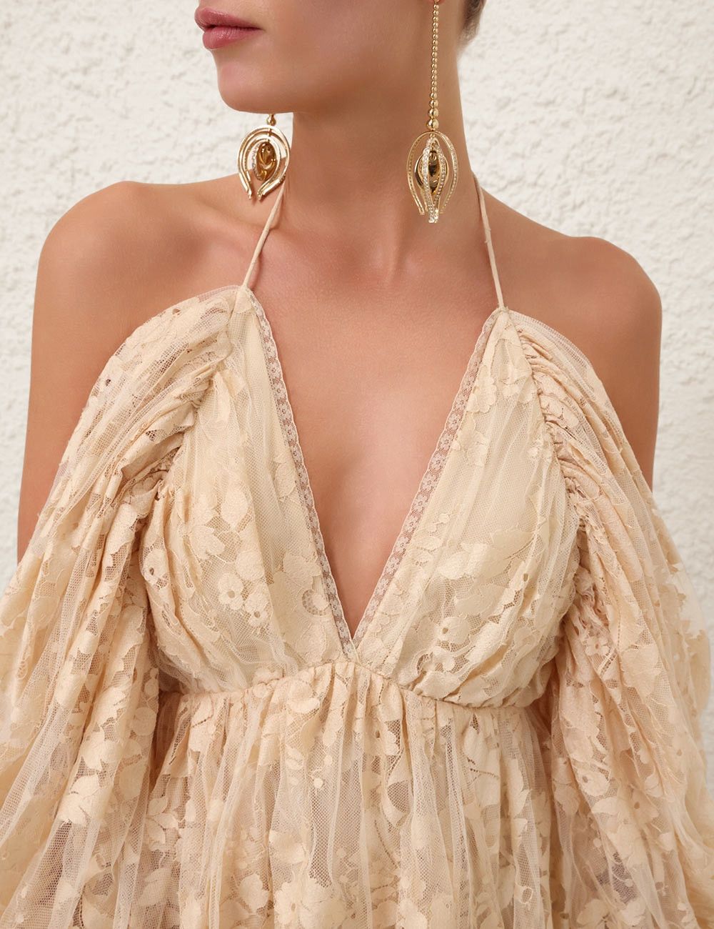 Zimmermann oc11z0825 Illustration Lace Mini Dress in Cream Size L / US 10 / IT 46 - 5 Thumbnail