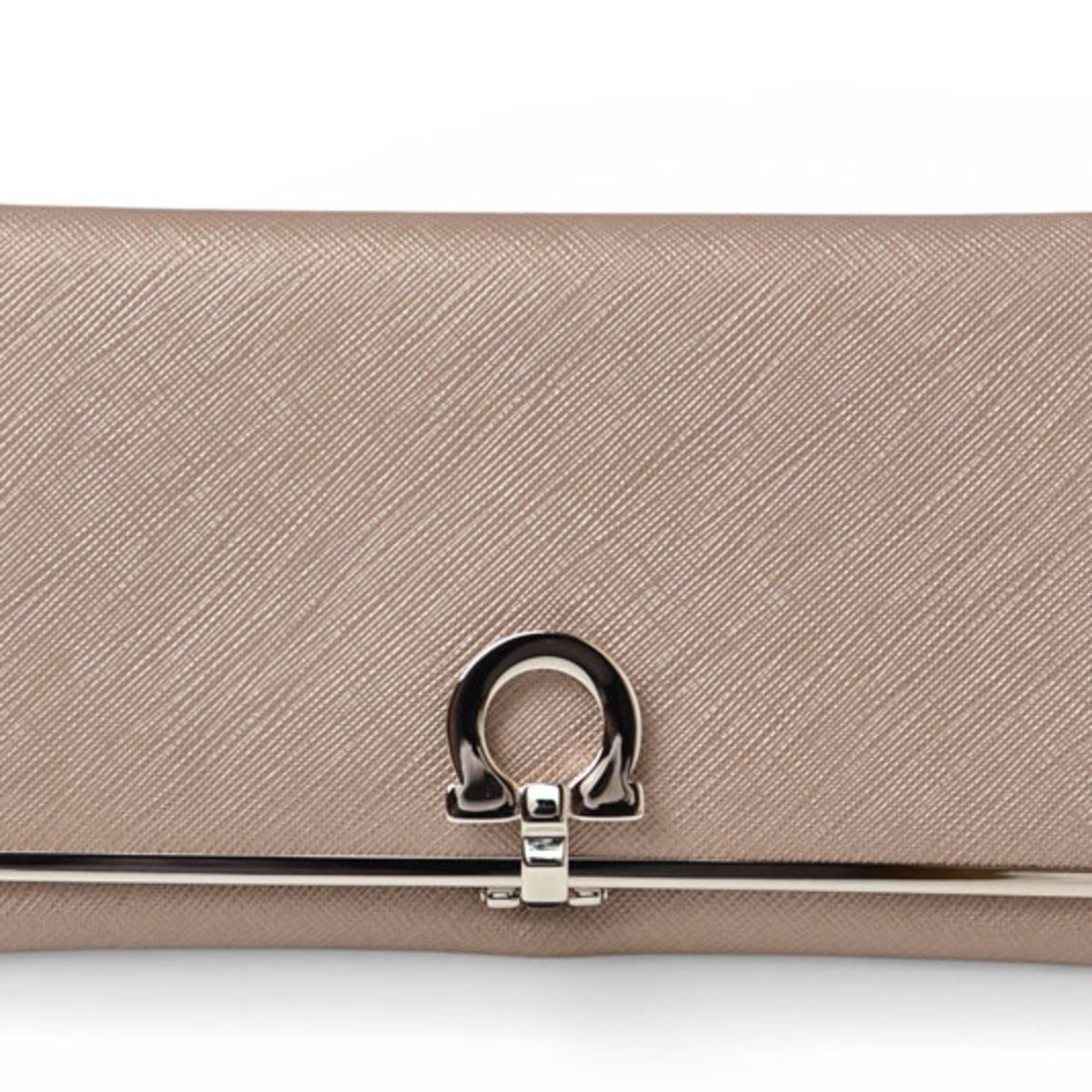 Salvatore Ferragamo Salvatore Ferragamo Gancini long wallet in metallic beige Size ONE SIZE - 1 Thumbnail