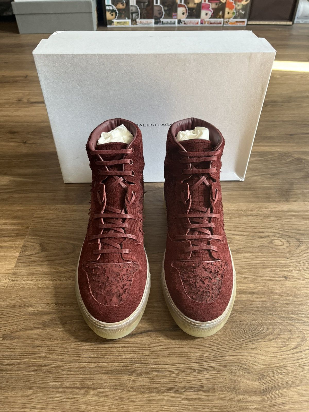 Balenciaga Arena High Top Multi Material Burgundy Size 43