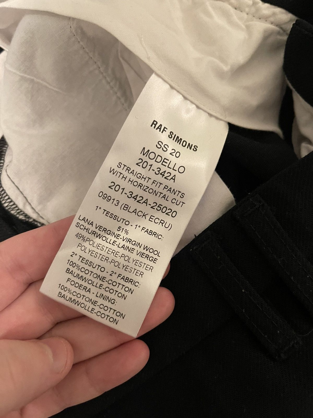 Raf Simons Modello Straight Fit Pants Horizontal Cut Black & Ecru Size US 32 / EU 48 - 5 Thumbnail
