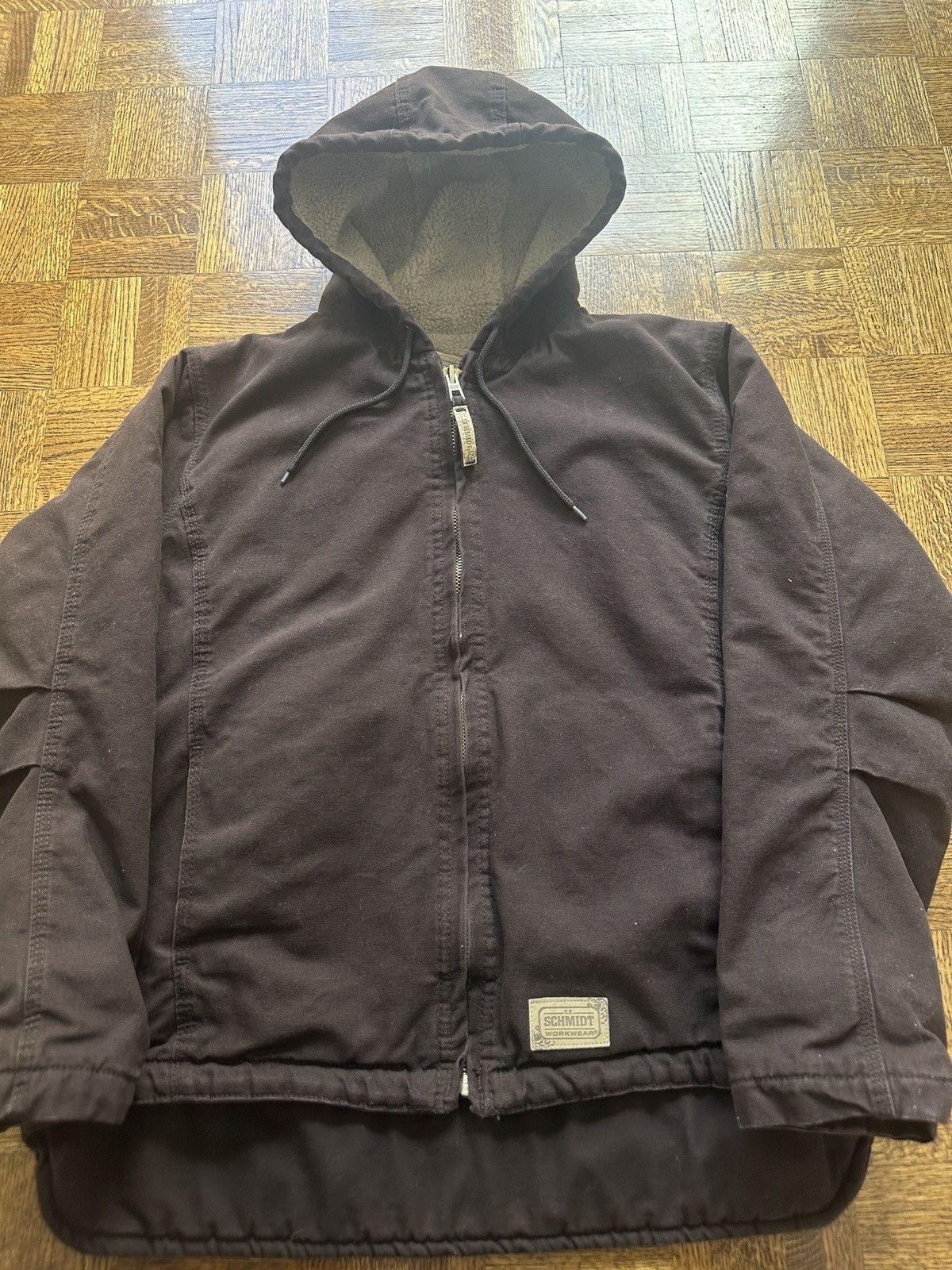 Japanese Brand Vintage Schmidt Workwear Sherpa Lined Hooded Canvas Jacket Size L / US 10 / IT 46 - 2 Thumbnail