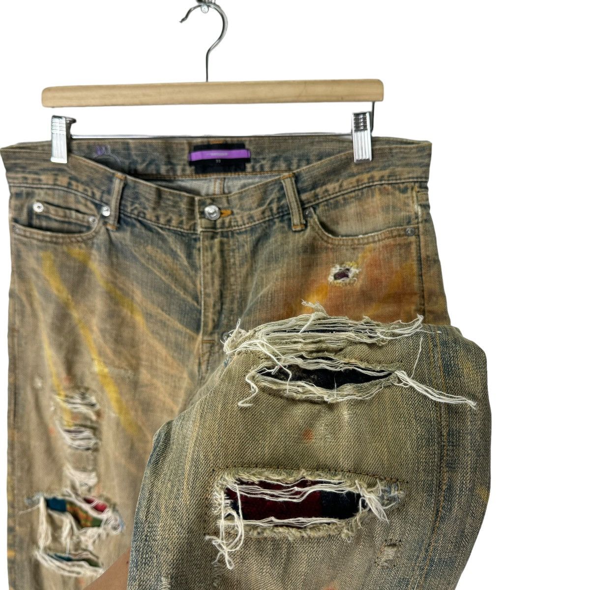 Japanese Brand ☀️SWAGGER PAINT SPLASH SELVEDGE DENIM PANTS Size US 34 / EU 50 - 4 Thumbnail