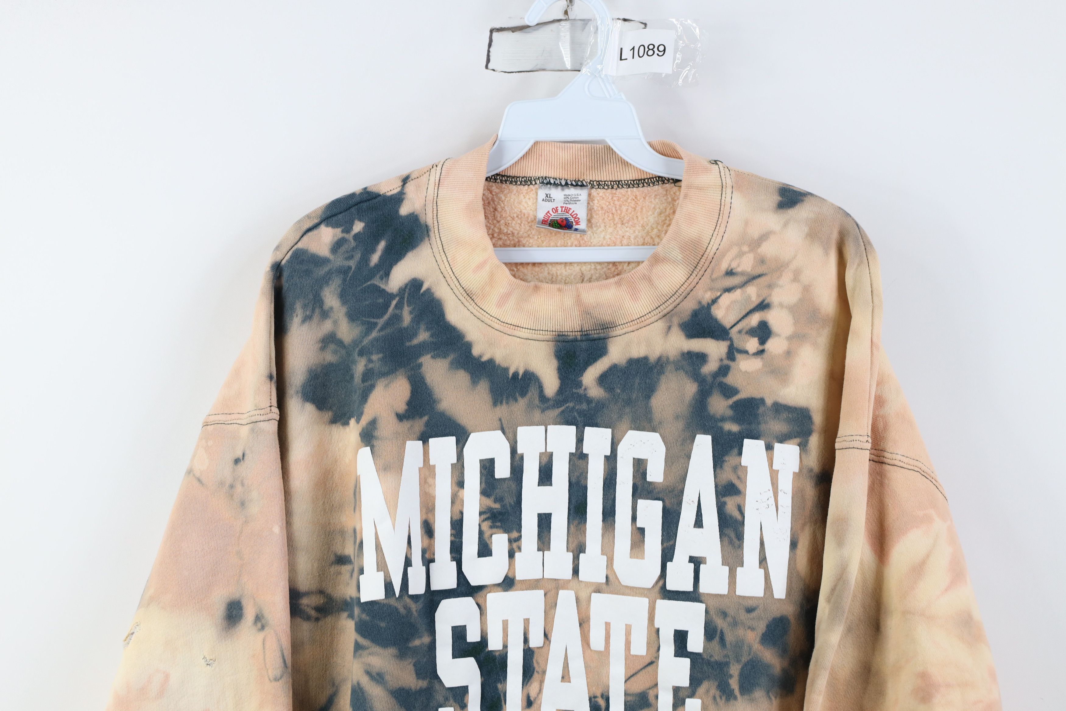 Vintage Vintage 90s Acid Wash Michigan State University Sweatshirt Size US XL / EU 56 / 4 - 2 Thumbnail