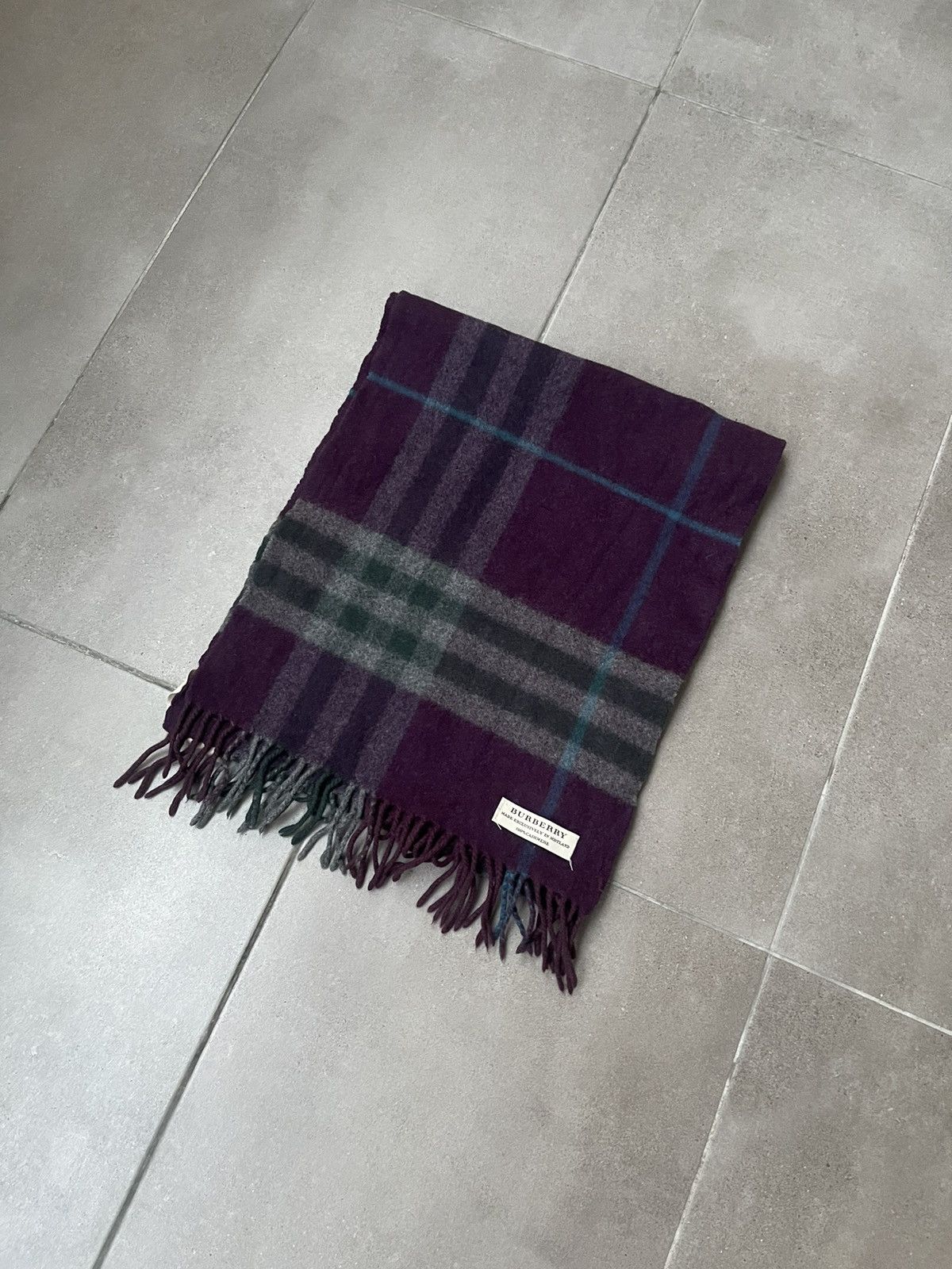 Burberry Burberry Nova Check Checkered Violet Grey Cashmere Scarf Size ONE SIZE - 1 Thumbnail