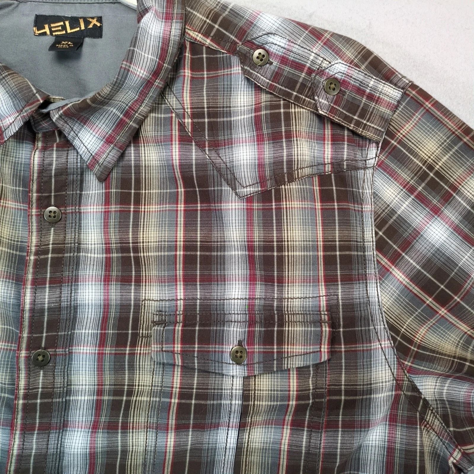Helix Helix Brown Plaid Button Up Shirt Men's XL Long Sleeve Y2K Size US XL / EU 56 / 4 - 9 Thumbnail