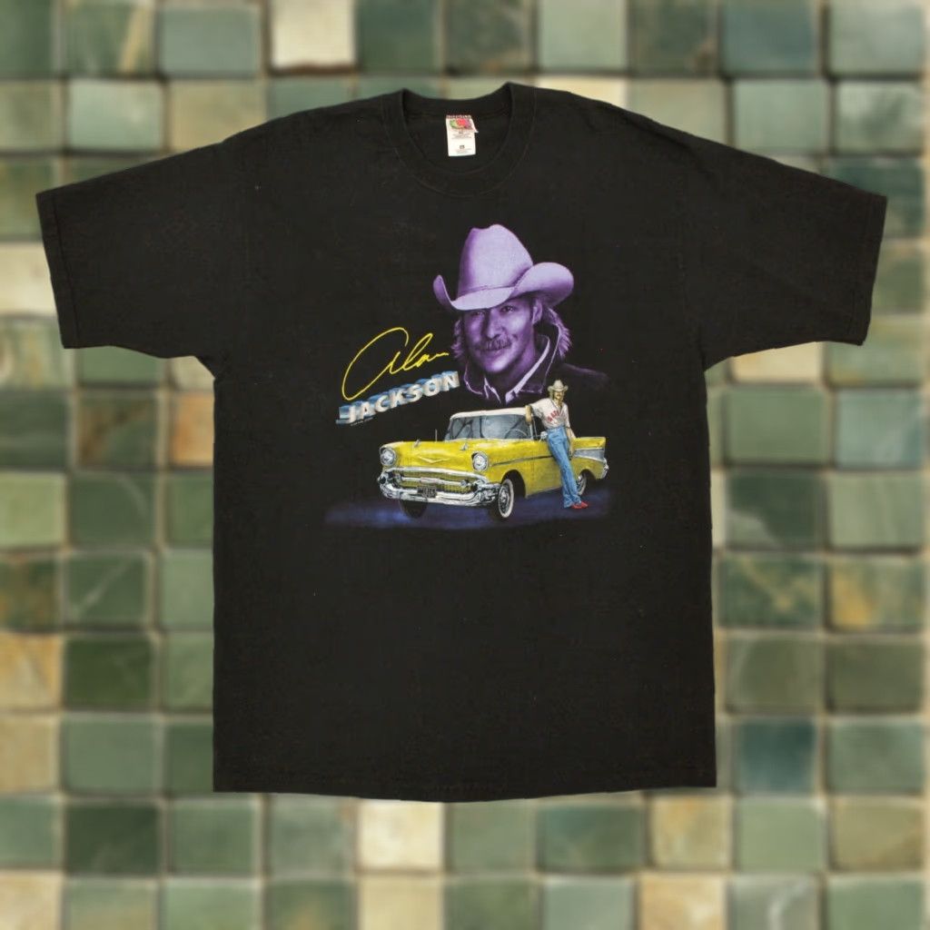 Fruit Of The Loom VINTAGE Alan Jackson TShirt 1990s Men's XL Black Cotton Graphic Tee 90s Country Band Shirt Mens Size US XL / EU 56 / 4 - 1 Thumbnail