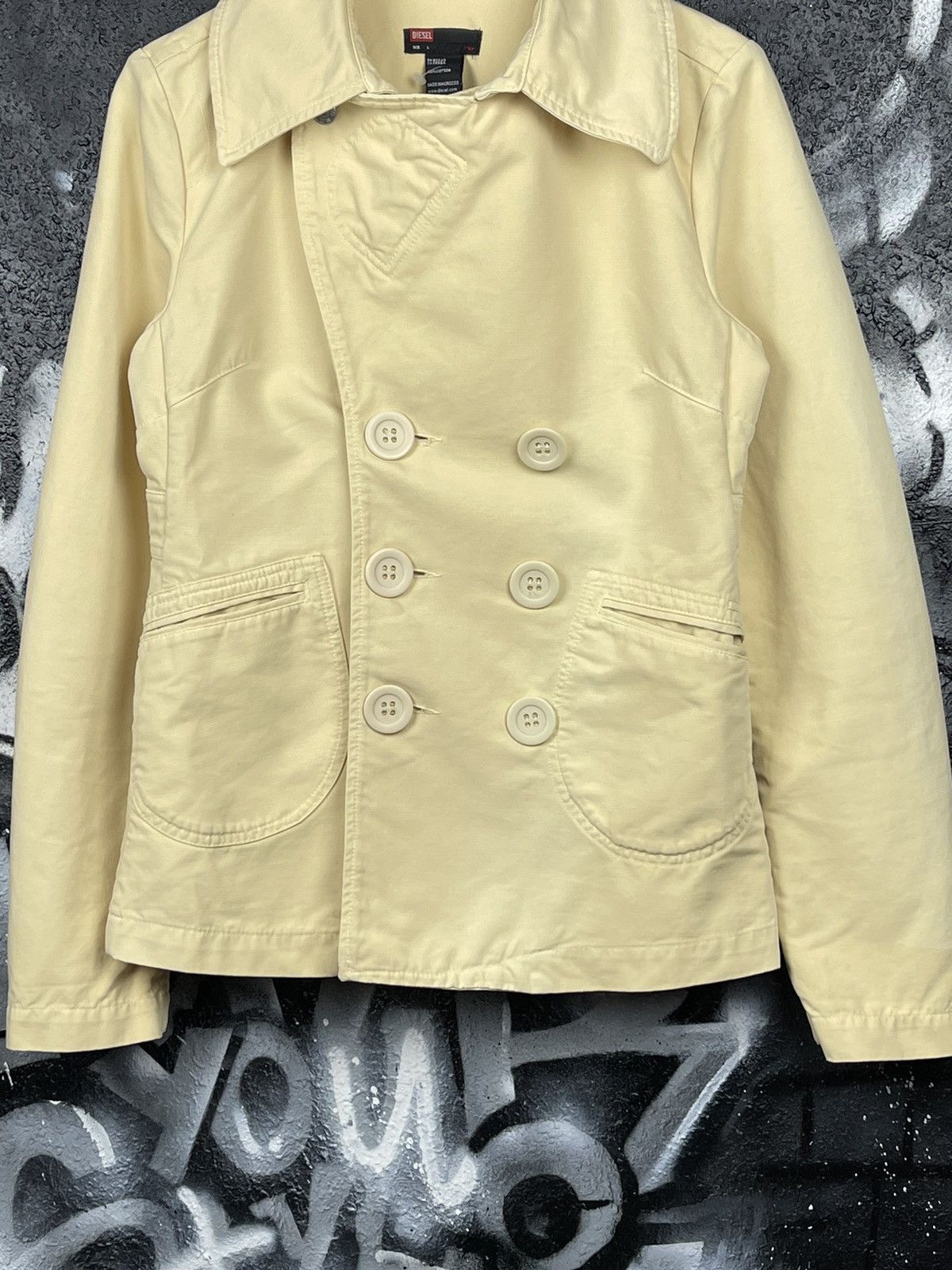Diesel Diesel Y2K Vintage Beige Cotton Trench Coat Jacket Size L Size L / US 10 / IT 46 - 10 Thumbnail