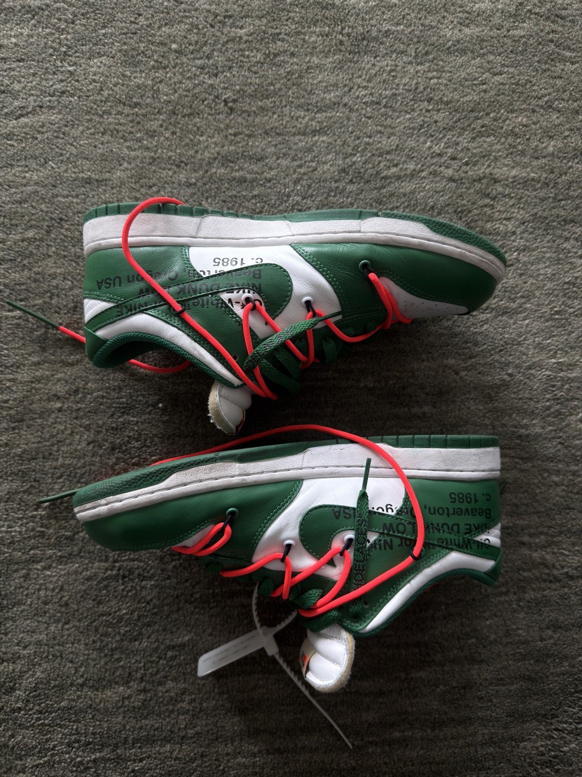 Nike × Off-White OFF WHITE X NIKE DUNK LOW PINE GREEN Size US 9.5 / EU 42-43 - 3 Thumbnail