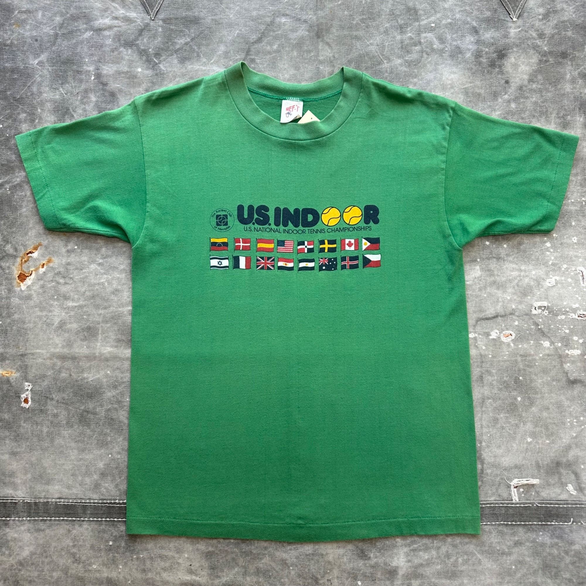 Vintage Vintage 80s US Indoor Tennis Open Shirt Size US L / EU 52-54 / 3 - 1 Thumbnail