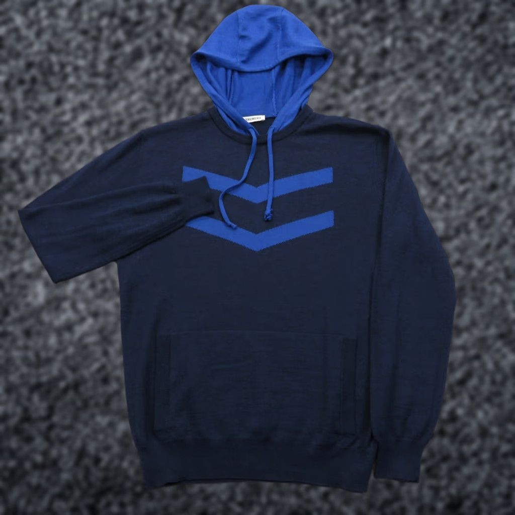 Vintage Dirk Bikkembergs Hoodie Men Medium Wool Navy Blue Hooded Sweater Sweatshirt Logo Size US M / EU 48-50 / 2 - 1 Thumbnail