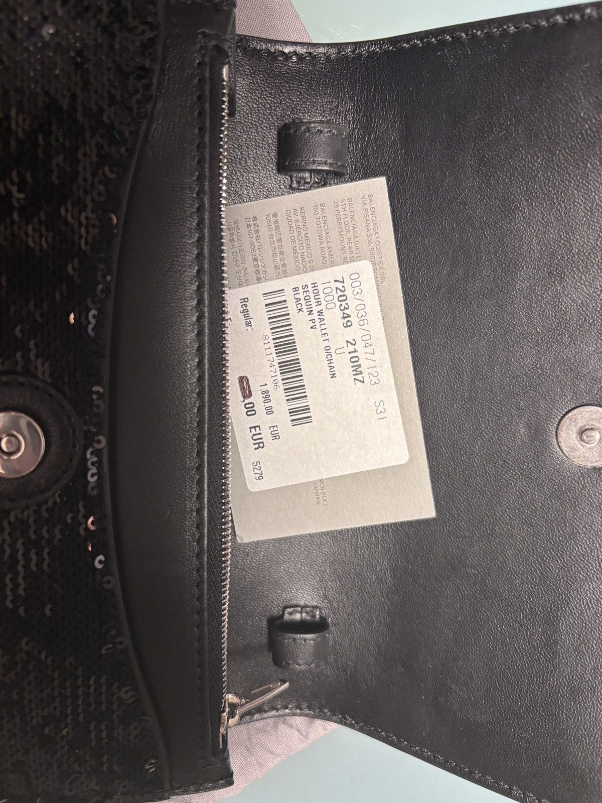 Balenciaga Balenciaga Hourglass Sequin Wallet on Chain Black Size ONE SIZE - 13 Thumbnail