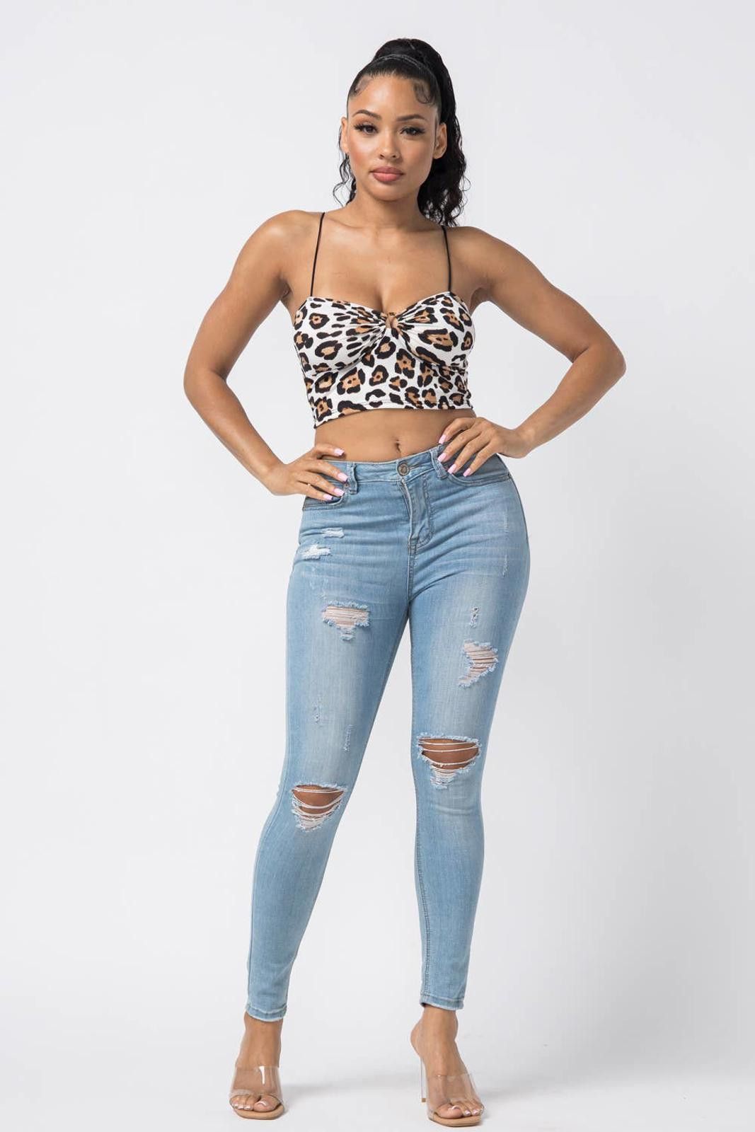 Other Animal Print Leopard Sleeveless O Ring Crop Top Julia Size S / US 4 / IT 40 - 4 Thumbnail